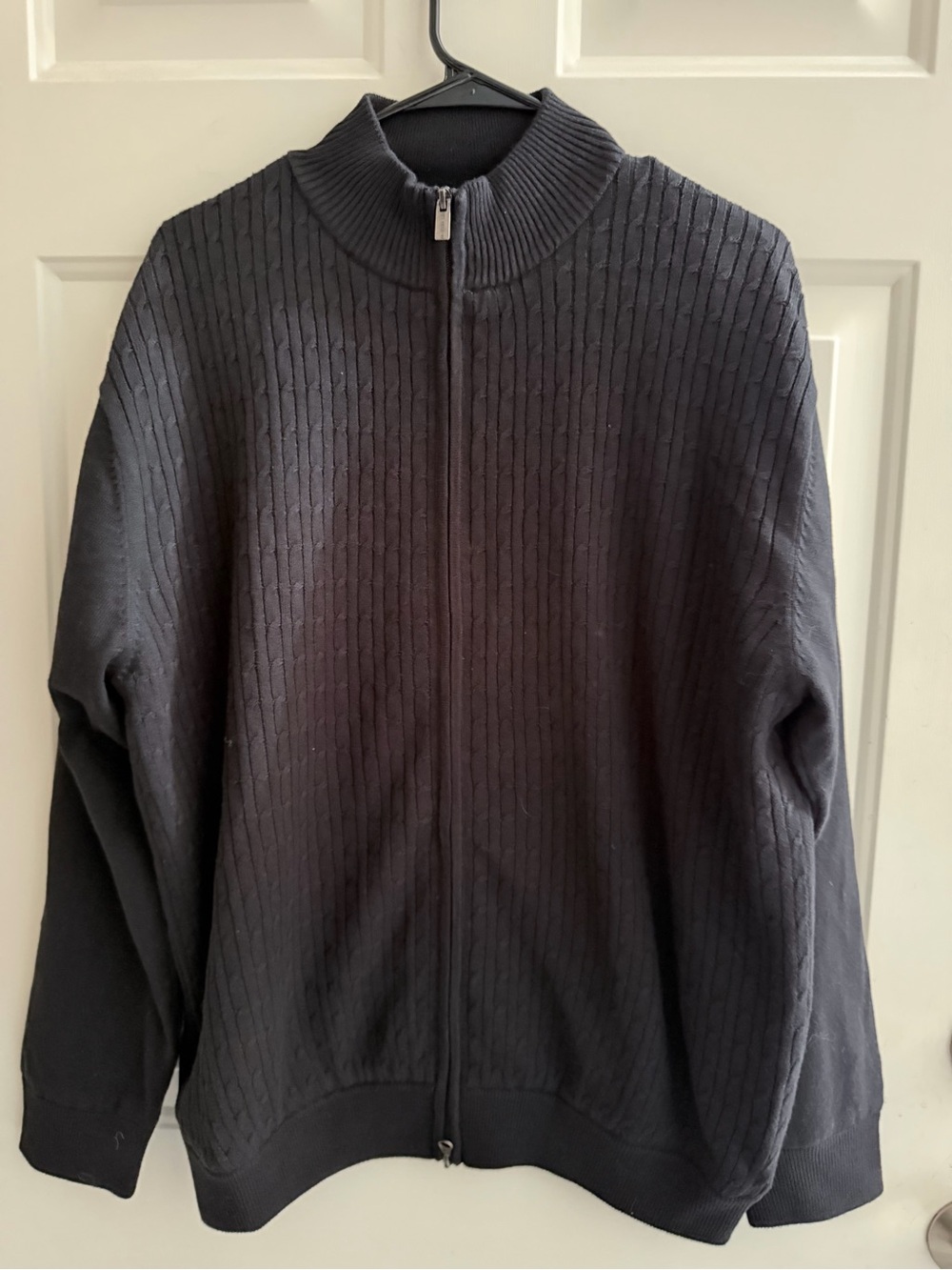 F/X Fusion Men's Black Full-Zip Ribbed Cardigan Sweater